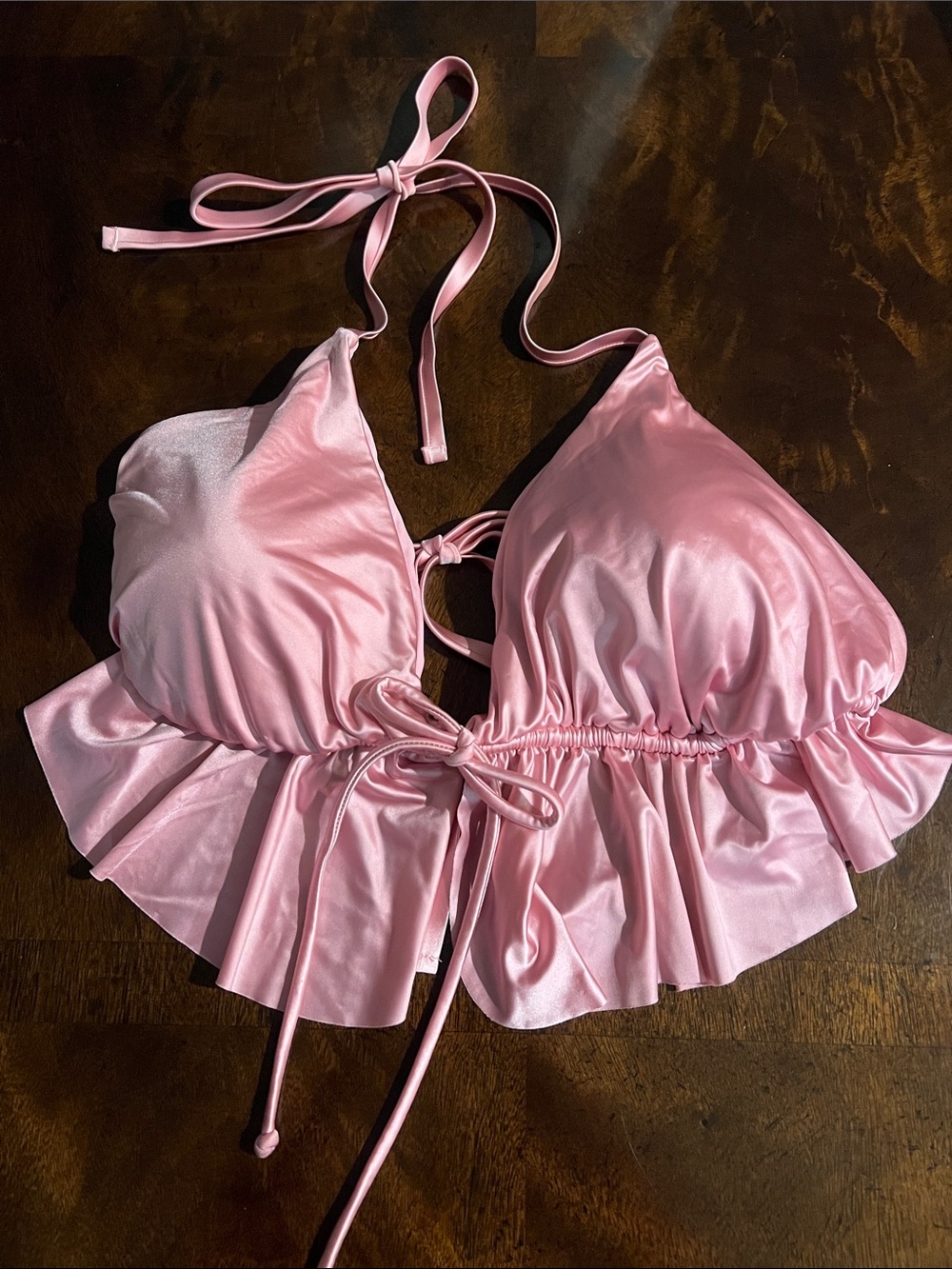Pink Ruffle Halter Bralette Top - Women Intimates